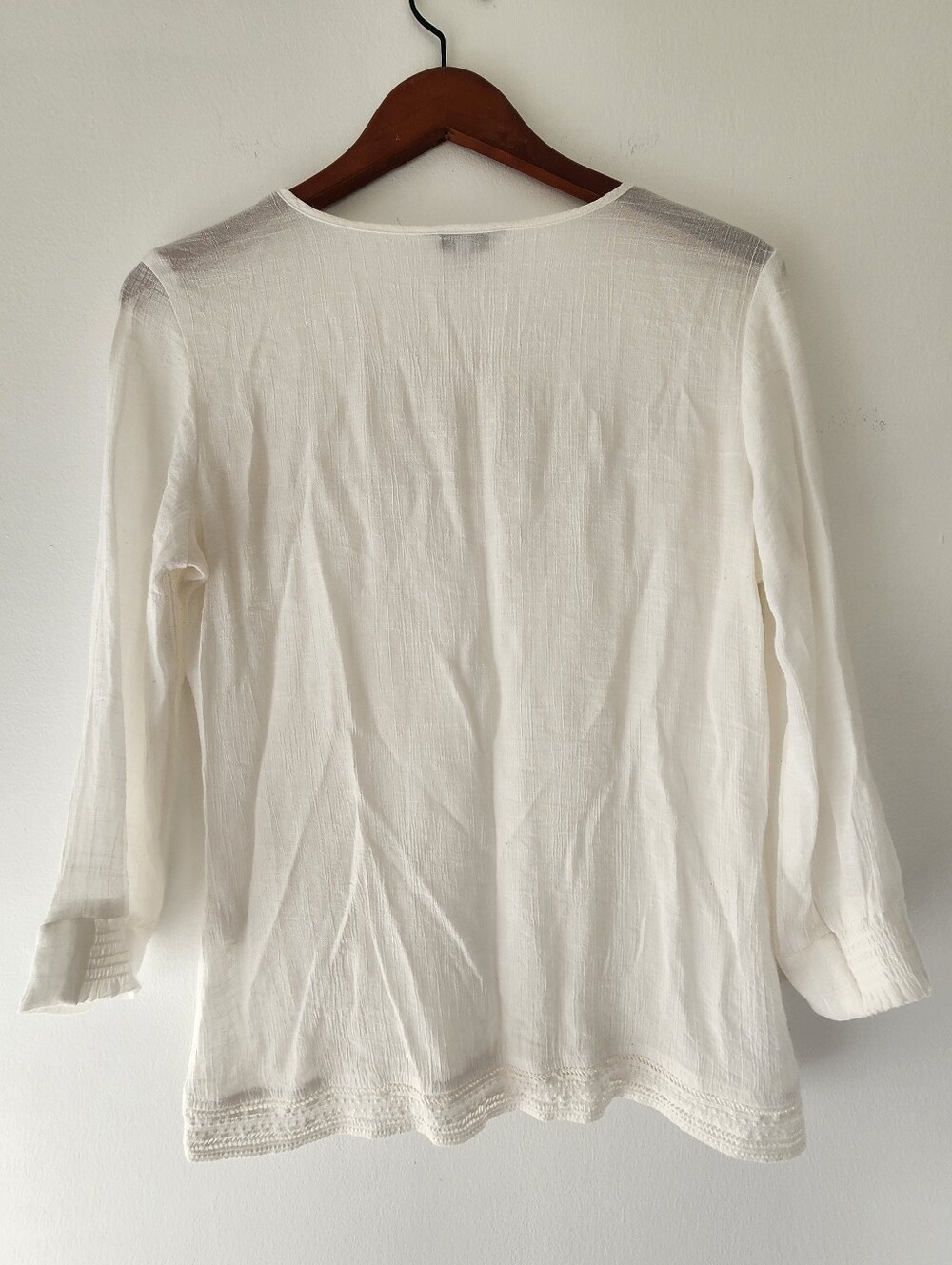 (Made In Poland) Cream Boho Blouse - Delicate, Lightweight - EU 36 (Small) - Picture 2 of 11